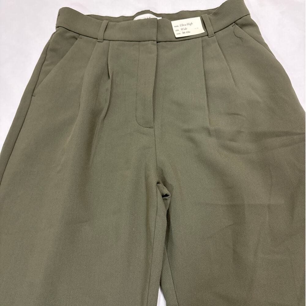 NWT Abercrombie & Fitch Women’s 30 Green Ultra High Wide Legs Pants Trousers - Picture 5 of 13